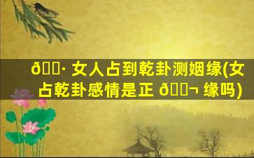 🕷 女人占到乾卦测姻缘(女占乾卦感情是正 🐬 缘吗)